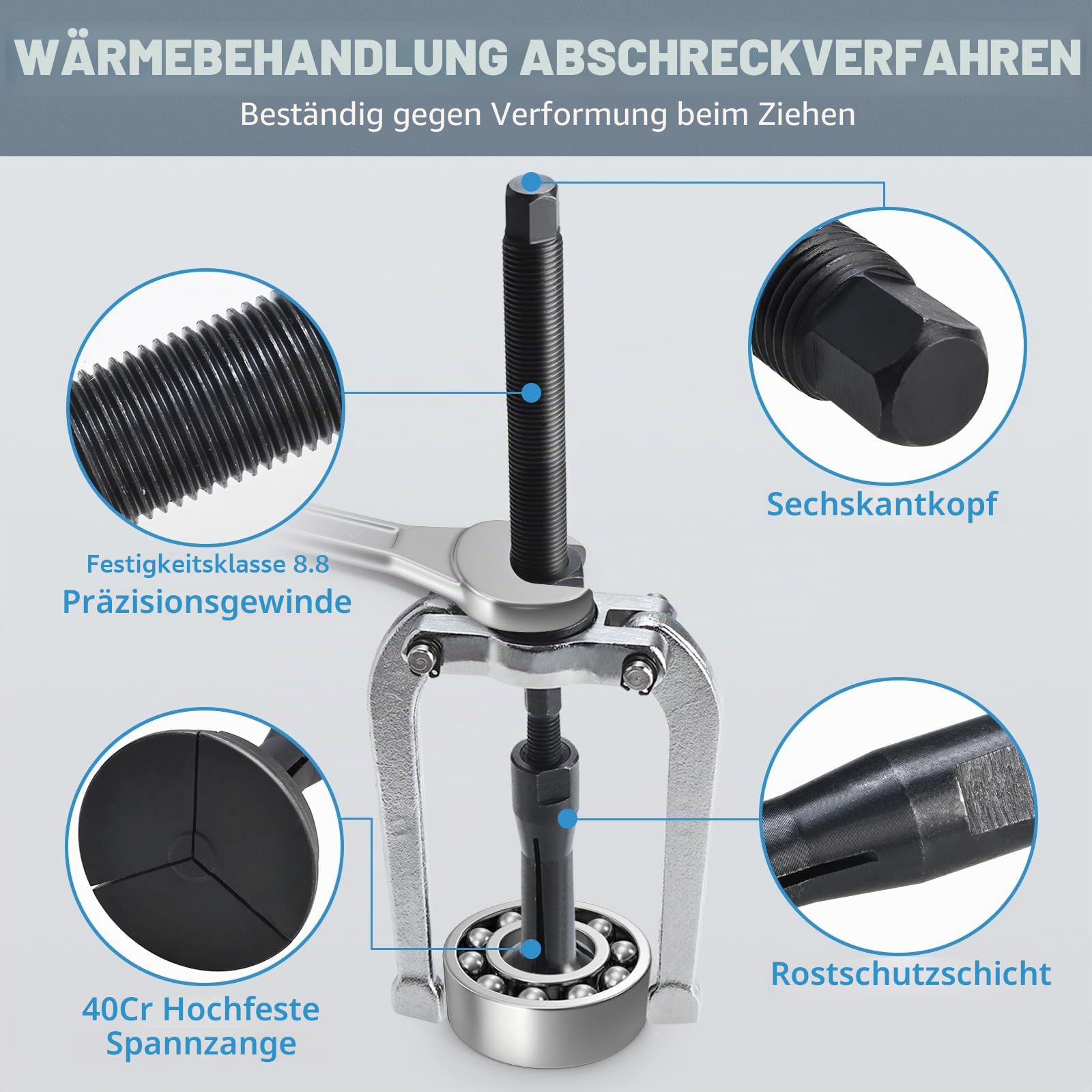 BOOMSTART 16tlg Innenlager Abzieher Innenabzieher Set, 5-58mm Lager Innenabzieher Set, Kugellager Lagerabzieher Innen mit Gleithammer, Grundloch Innenabzieher Innenauszieher für Motorrad Auto (Blau)