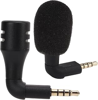 Akozon Mini Omni Directional Condenser Flexible Microphone, 3.5mm Jack Adjustable Microphone Mini Microphone 360° Surround Radio Portable Audio Mic for Smartphone Portable Small Mic