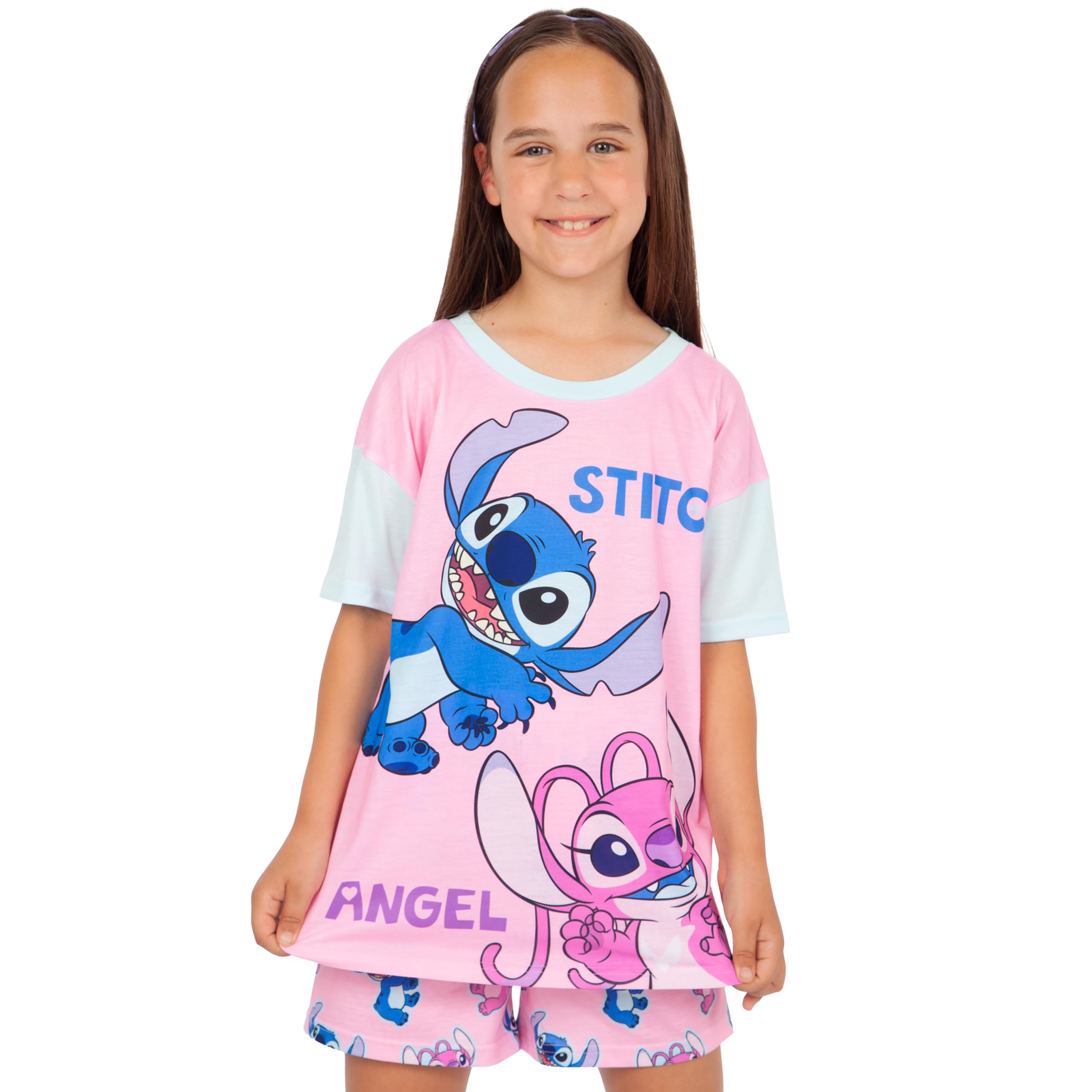 Disney Schlafanzug | Stitch Pyjama Mädchen | Madchen Schlafanzug Kurz