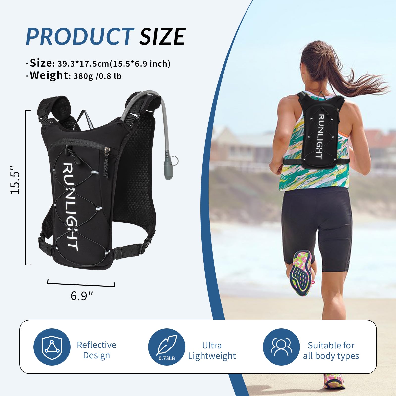 Running Vest,Lightweight Adjustable Chest Pack With Pistol Holster - View #6