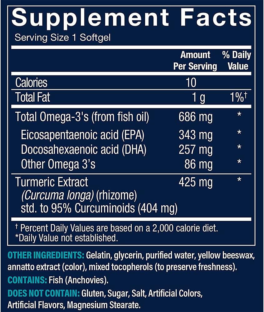 Omega-3 with Turmeric - EPA/DHA 600 MG with Turmeric 424 MG (60 Softgels)