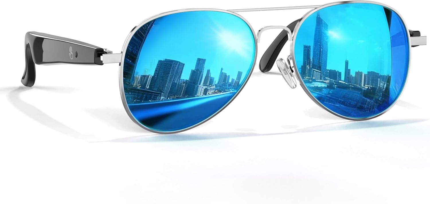 EarlySincere 2026 Ai Glasses, Ai Real-Time Translation with 164 Languages, Classic Pilot Sunglasses,12h Music Play, Ip65 Waterproof, Suitable for Daily Wear and Travel