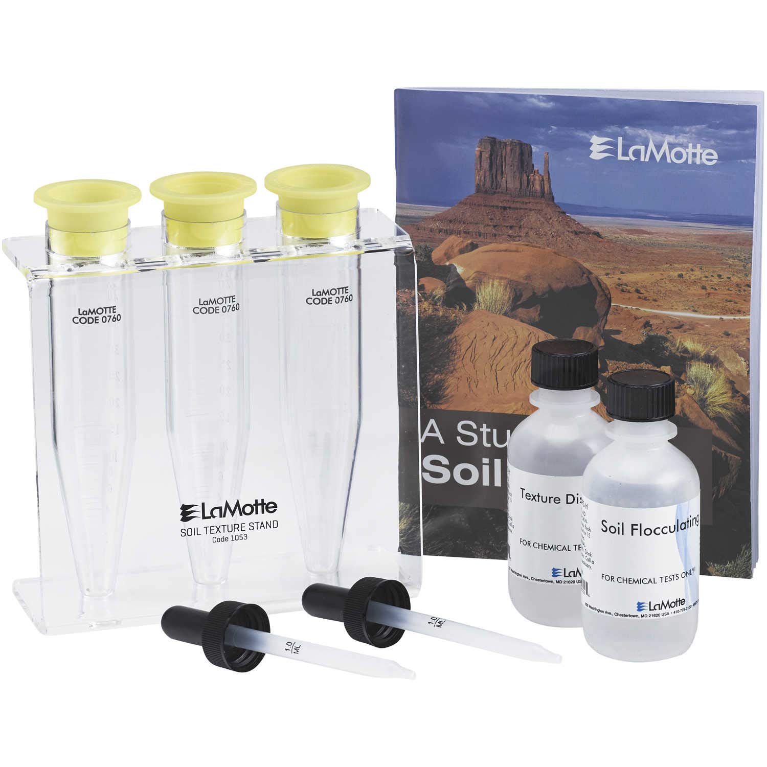 LaMotte Soil Texture Test Kit for Sand, Silt, and Clay Fractions; 50 Tests