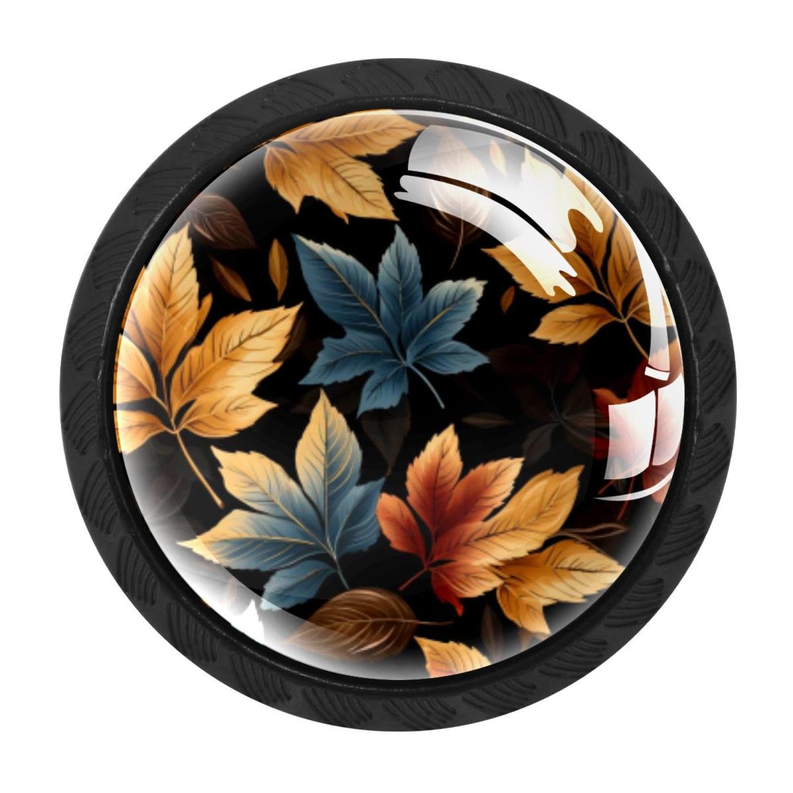 CHENZZZZ 4 pcs Thanksgiving Leaves Cabinet Knobs Crystal Drawer Pulls for Kitchen, Bathroom Cabinet, Dresser and Cupboard