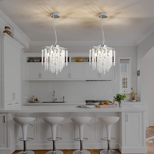 Miniatura 9 de Candelabro moderno de rama de árbol de cristal, 23.7 pulgadas de diámetro con forma de gota de lluvia redonda negra para interiores, lámpara