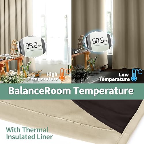 Miniatura 4 de Cortinas opacas de color gris oscuro de 84 pulgadas de largo, juego de 2 paneles para sala de estar, aislamiento térmico, 100% bloqueo de luz,