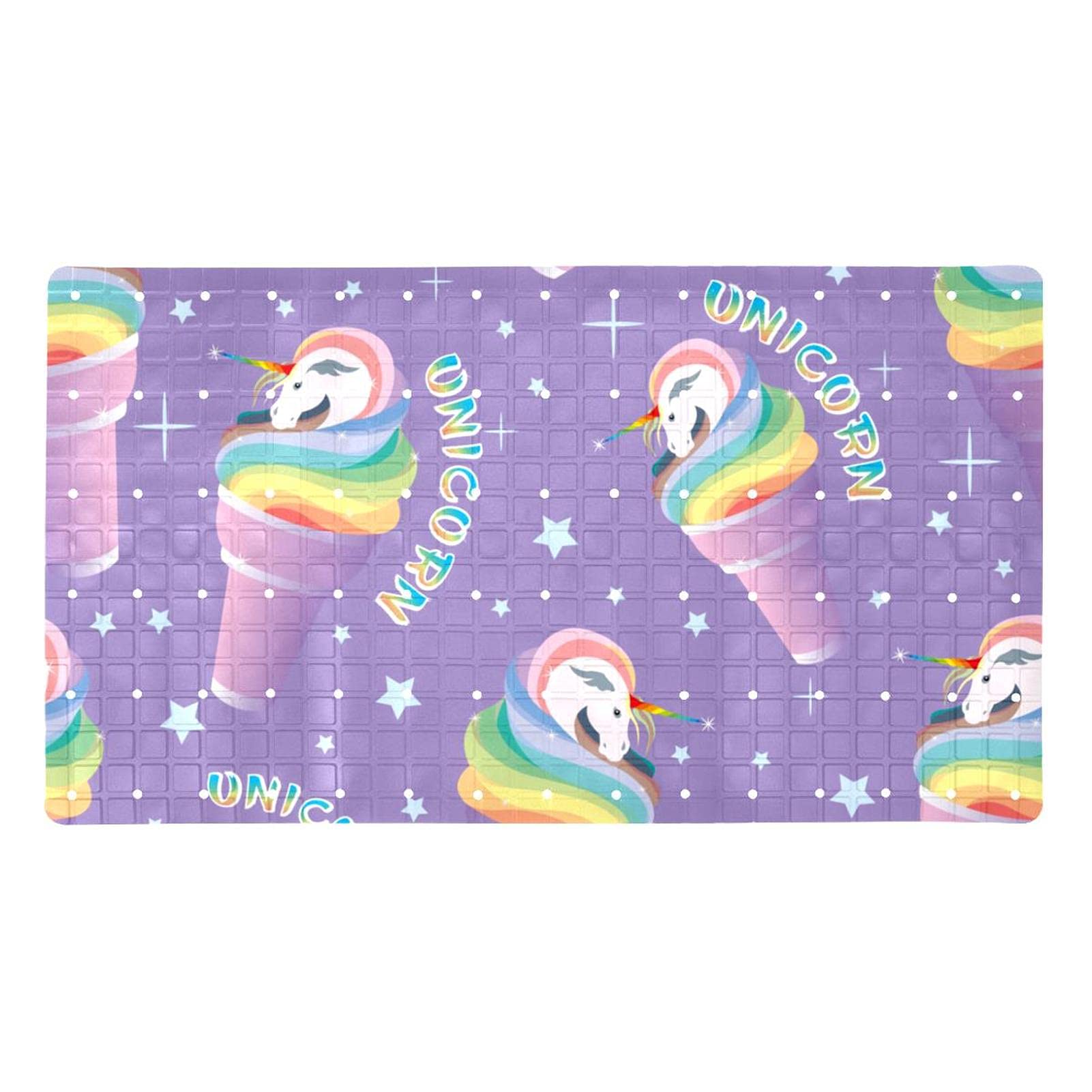 Tapis de bain pour s'asseoir avec ventouses antidérapantes motif licorne violette