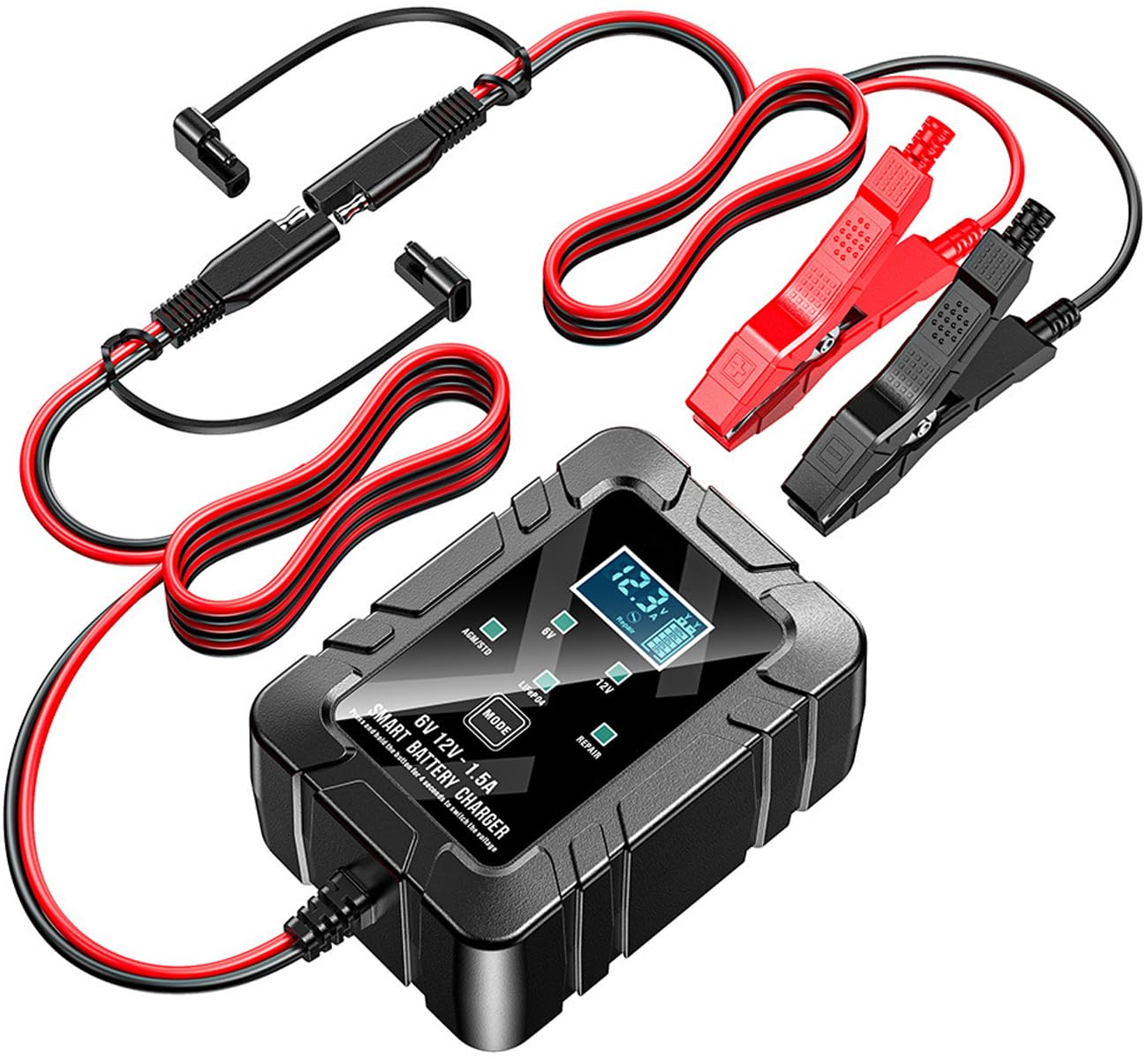 6V and 12V Battery Charger Maintainer, Smart Automatic Battery Charger, Trickle Charger, Car Battery Repair and Desulfator for Automobile,Boat,Motorcycle,Lawn Mower Toy Car Lead Acid LiFePO4 Batteries