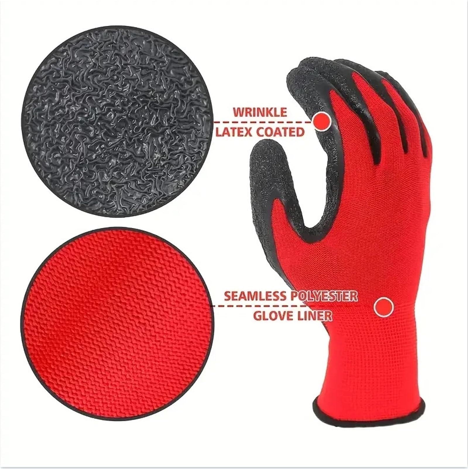 30 Pezzi/20 Paia Di Guanti Da Lavoro Protettivi Di Sicurezza In Maglia Di Poliestere Con Palmo In Lattice Di Gomma, Guanti Da Giardinaggio, Diserbo E Costruzione(20pairs,L)