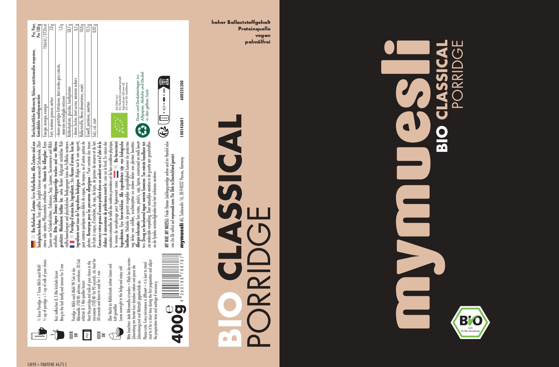 mymuesli Lieblings-Mix BIO Porridge (6x 400g) mit Choco Brownie, Banana Choc, Wildberry Chia, Himbeer-Kokos-Kirsch, Mohn Vanille und Klassik Haferflocken - natürlicher Haferbrei ohne Palmöl & regional