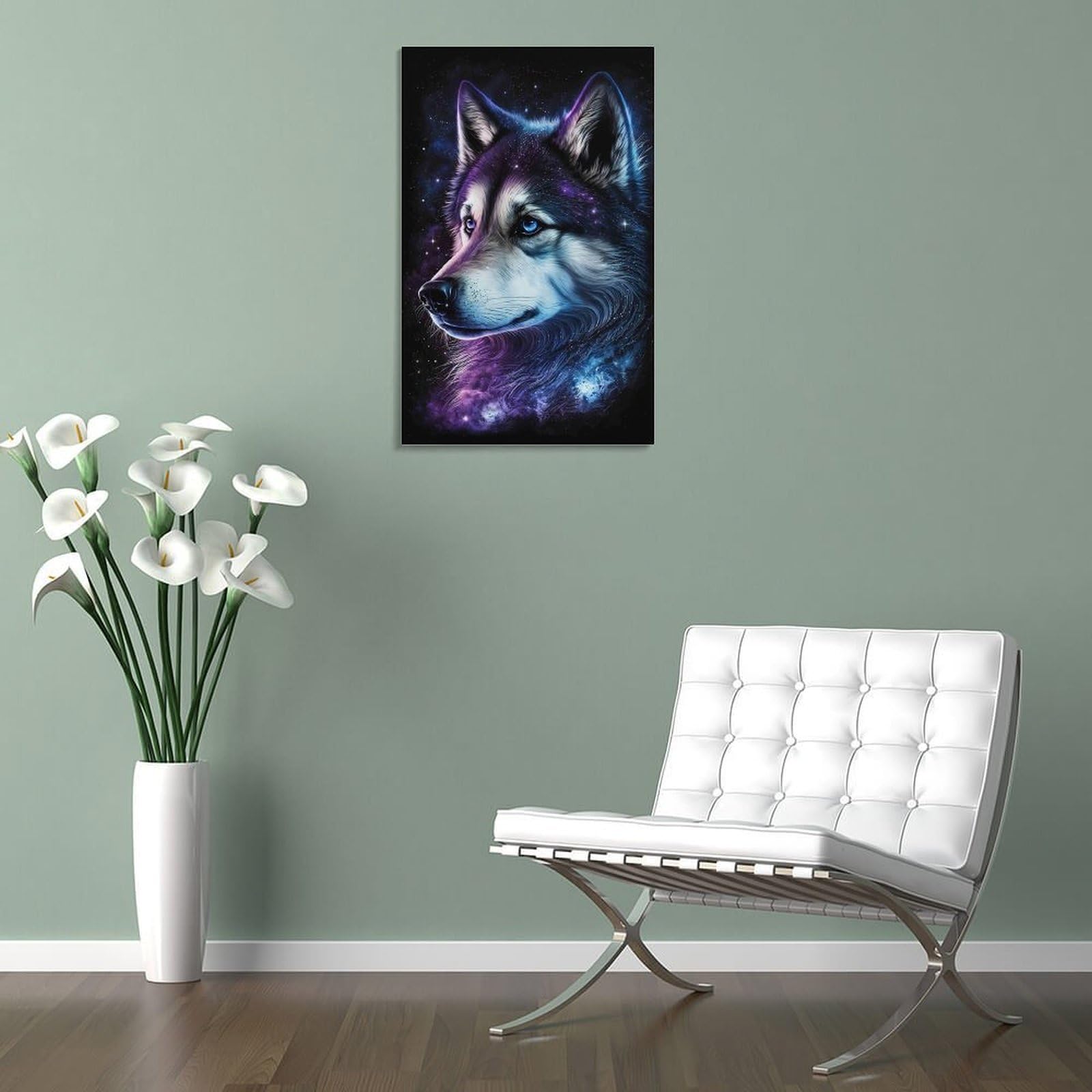 Galaxie Wolf Leinwand Bild 3D-Druck Wohn-Deko wasserfest Schlafzimmer nan