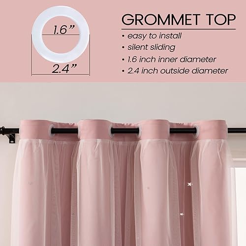 Miniatura 3 de Cortinas opacas de doble capa para sala de estar, dormitorio, cortinas opacas de doble capa de 63 pulgadas de largo, con recorte de estrellas,