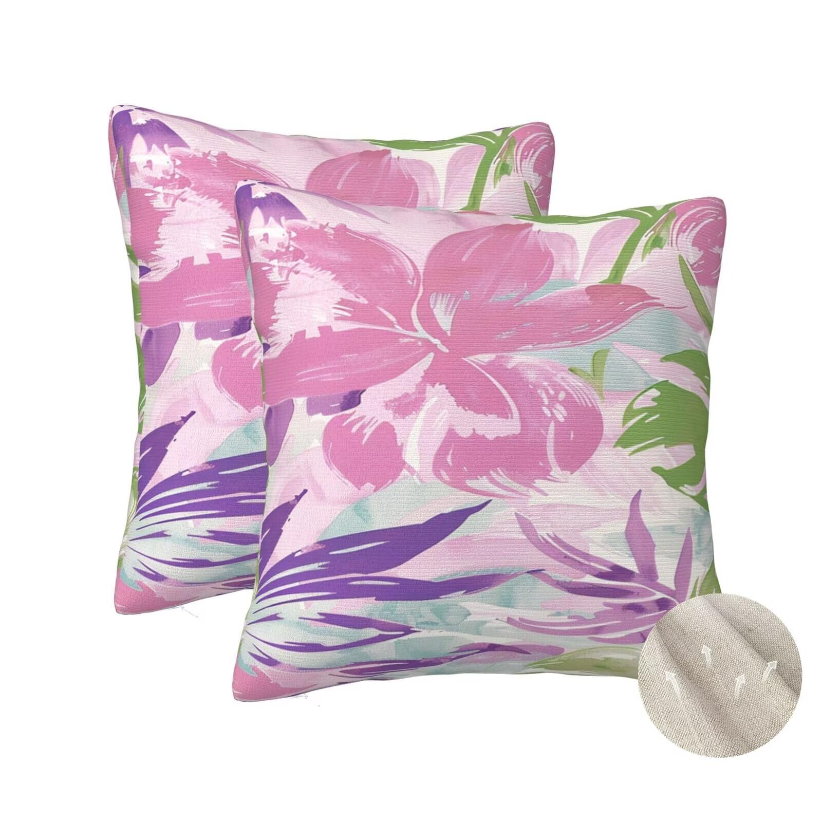 Housse de coussin plantes tropicales 50x50 avec fermeture éclair invisible zt391