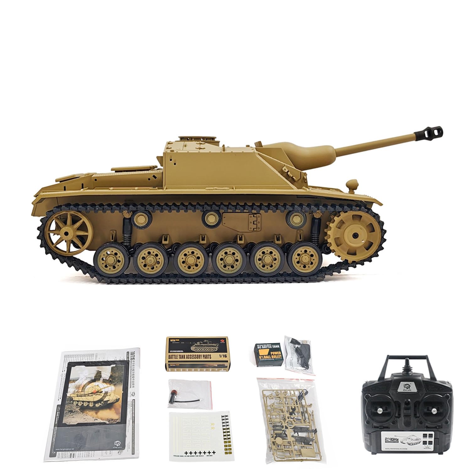 1/16 Henglong 7,0 Mainboard Deutscher Stug III RTR Kunststoff RC-Panzer-Modell 3868 BB IR Stahlgetriebe 1800MAH Batterie Radio Sound Licht
