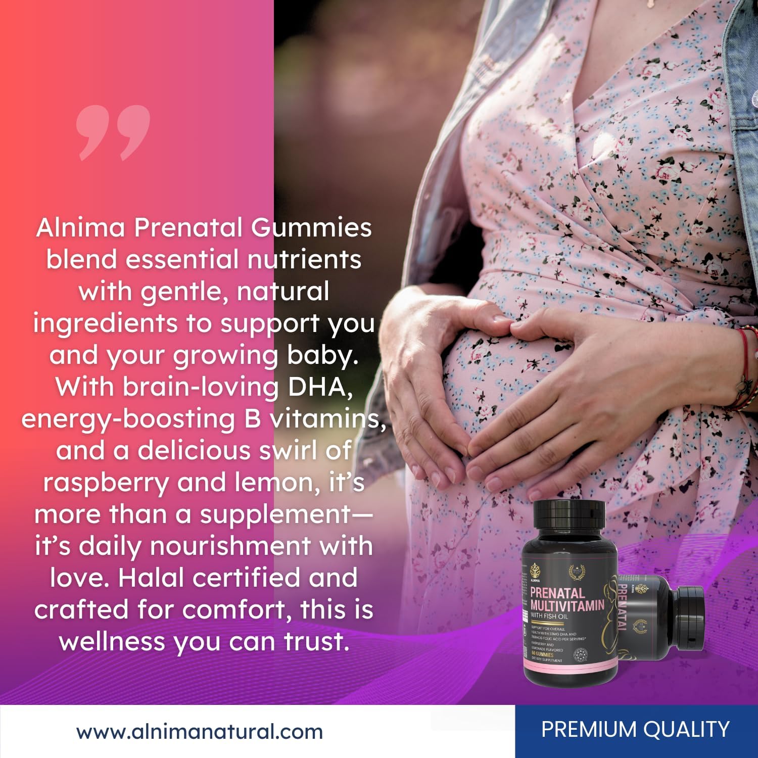 Halal Prenatal Multivitamin Gummies with DHA & EPA from Fish Oil – Support for Mom & Baby Health | 60 Gummies – Halal Certified, Made in USA