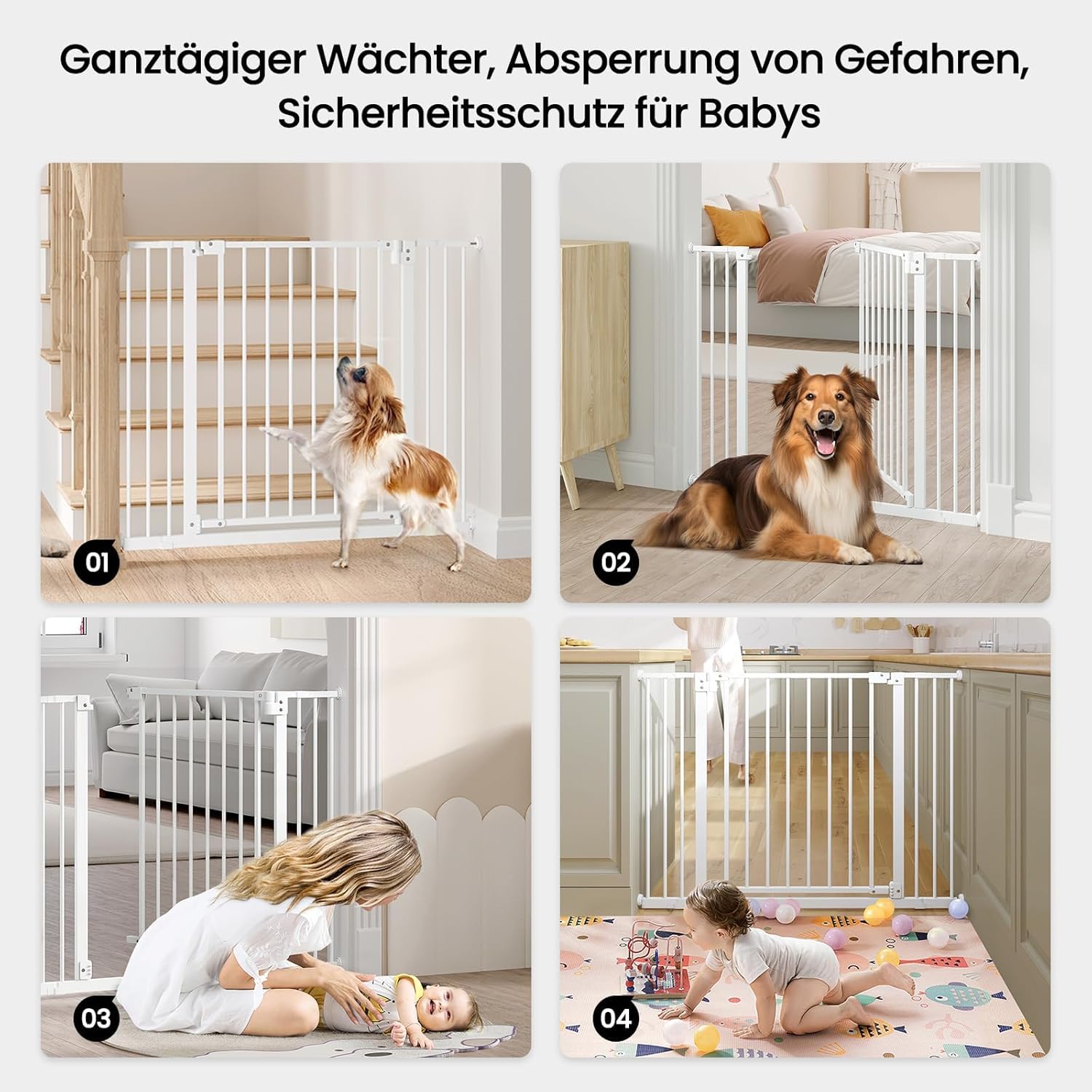 WOLTU Treppenschutzgitter 75–97 cm, Metall Türschutzgitter, Auto-Close, 90°-Stopp, beidseitig schwenkbar, Schwarz