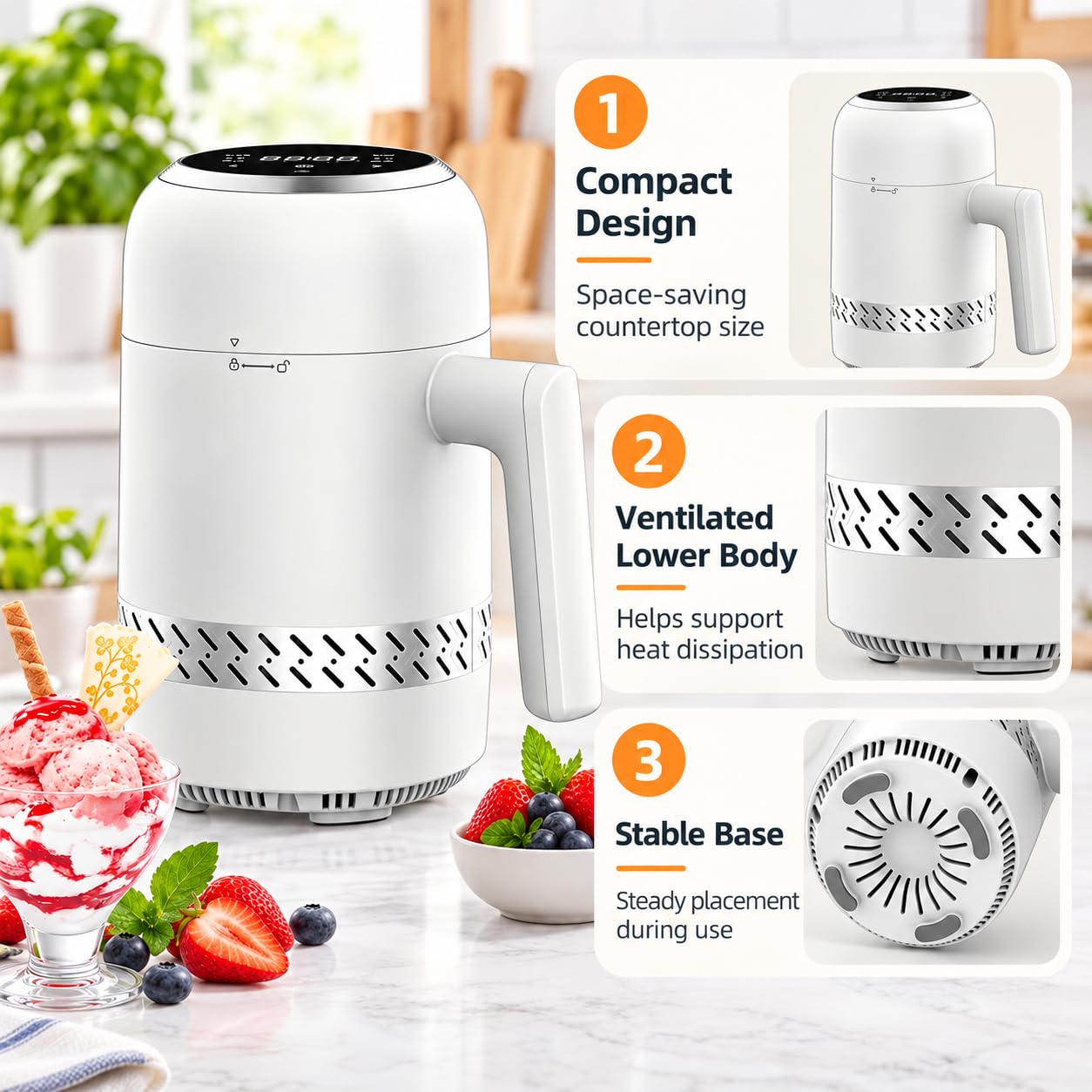 Macchina automatica del gelato 300ml 60W con 6 modi e touch screen del LED