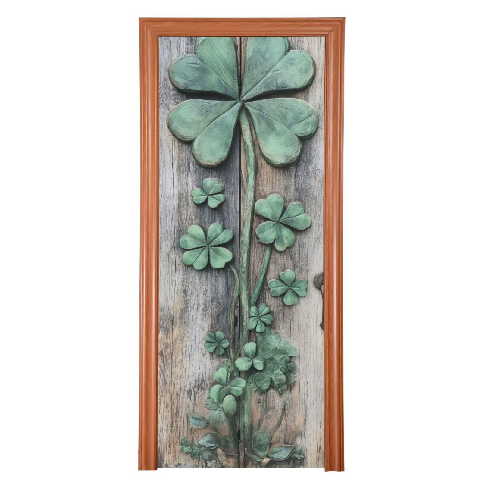 FLildon Vintage Clover St Patrick's Day Door Cover Decoration, Party Accessory Porch Decor for Festive Ornament Room Door Covers 32 x 79 Inch