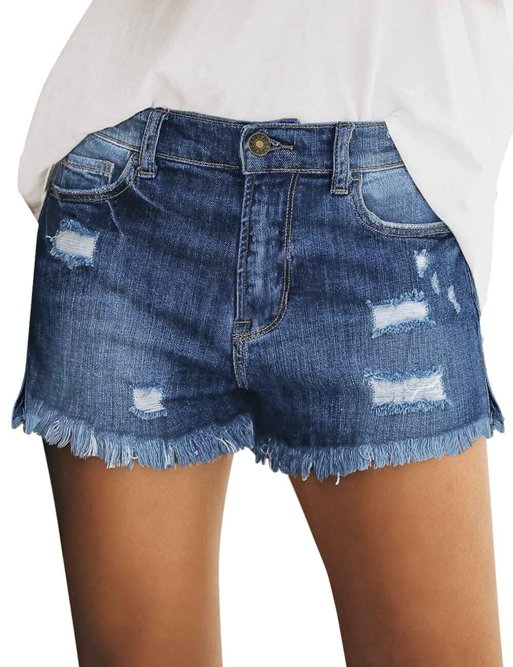 Utyful Women's Casual Summer Ripped Washed Distressed Stretch Denim Jean Shorts