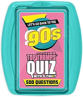 Top Trumps 90s Quiz Game Card Game, 500 questions to test your knowledge and memory on all things 90s including sports, movies, celebrities, music, gift and toy for Boys and Girls Aged 8 plus