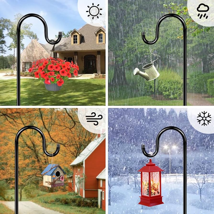 Shepherd's Hooks Garden Planter Stakes For Bird Feeders Up To 6.5 Lbs