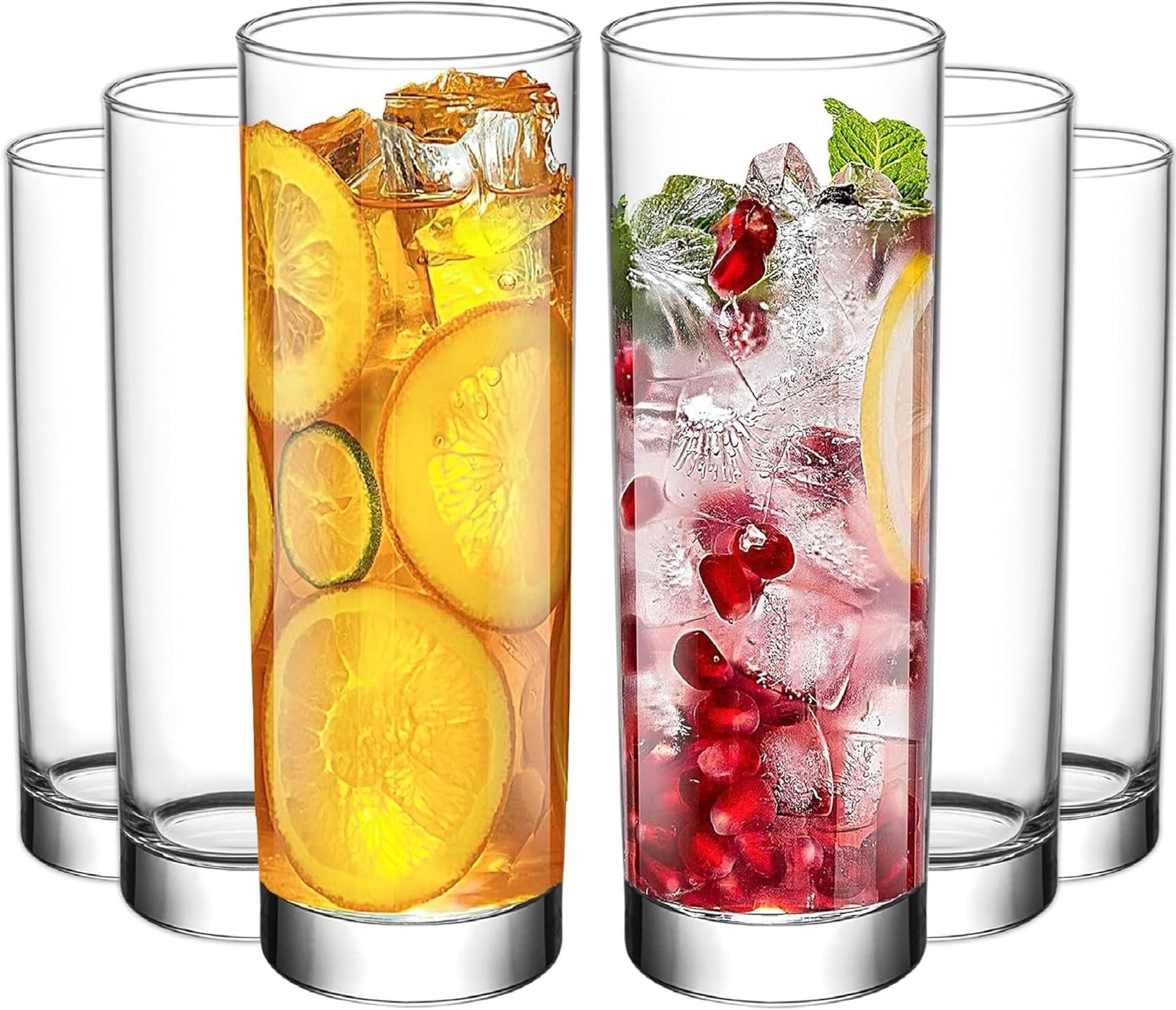 NORDIC SCHILLER Bicchiere Long Drink Set 6, 480ml 100% SENZA PIOMBO Bicchieri Cocktail Particolari, Bicchieri Acqua Moderni, Bicchieri Coktail, Bichiere Succo, Caipirinha Highball Glasses