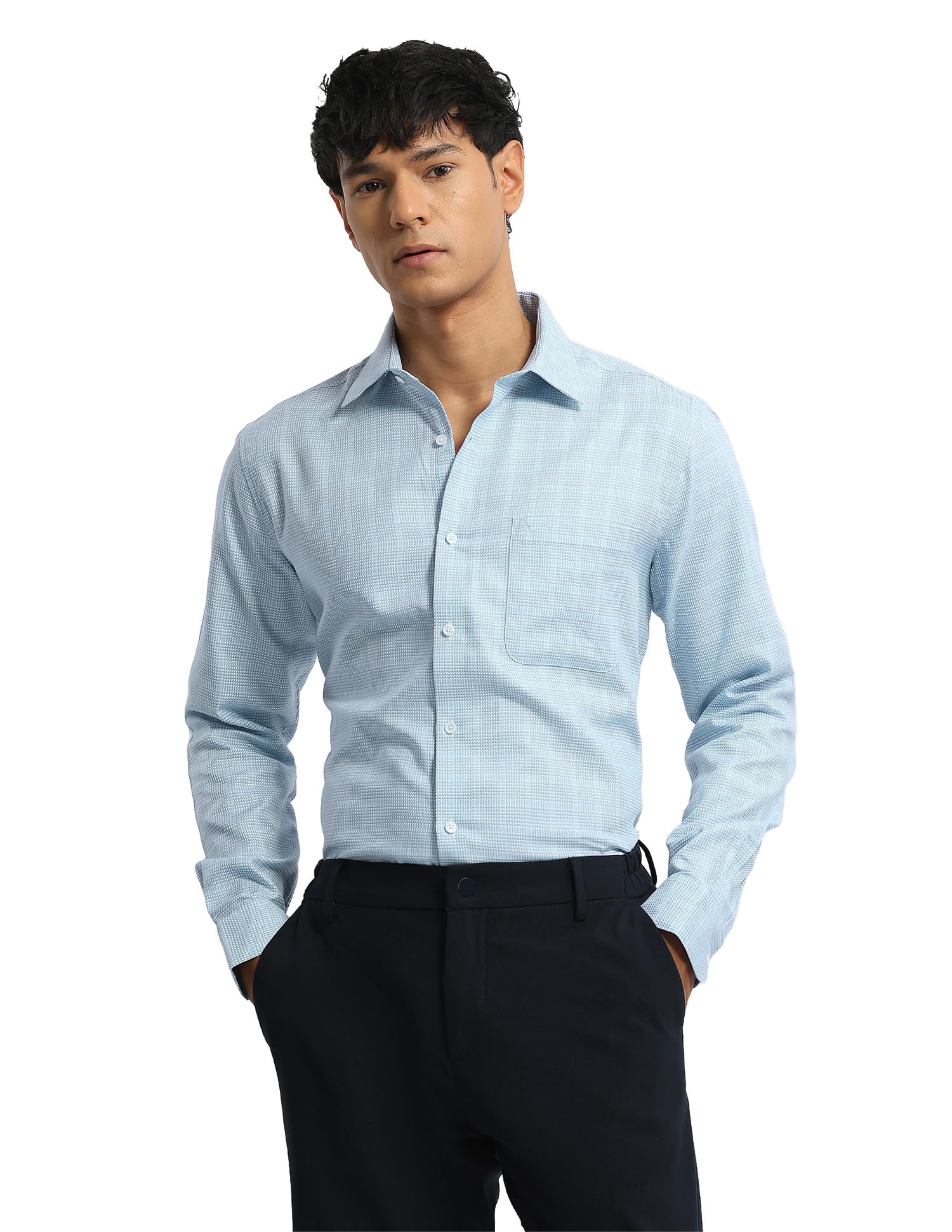 Arrow Men's Liberty Classic fit Glen Checked Italian Elegance Shirt-picture-11