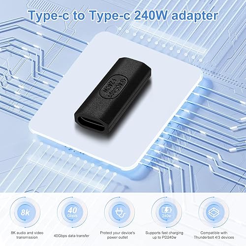 Miniatura 2 de YoungSelly Paquete de 4 conectores adaptadores USB C, compatible con Thunderbolt 43, USB43, PD 240W carga rápida, transferencia de datos de 40 Gbs,