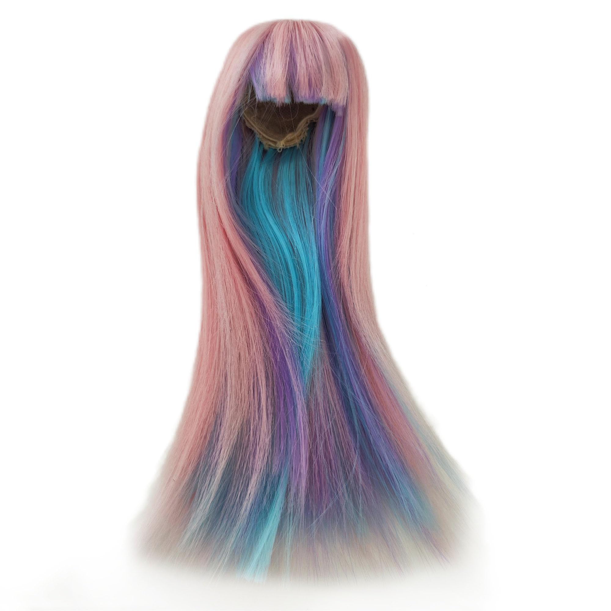 ke er bjd Wig Head Circumference 4.5-5inch(11.5-12cm) high Temperature Fiber Long Straight Colourful Hair with Bangs