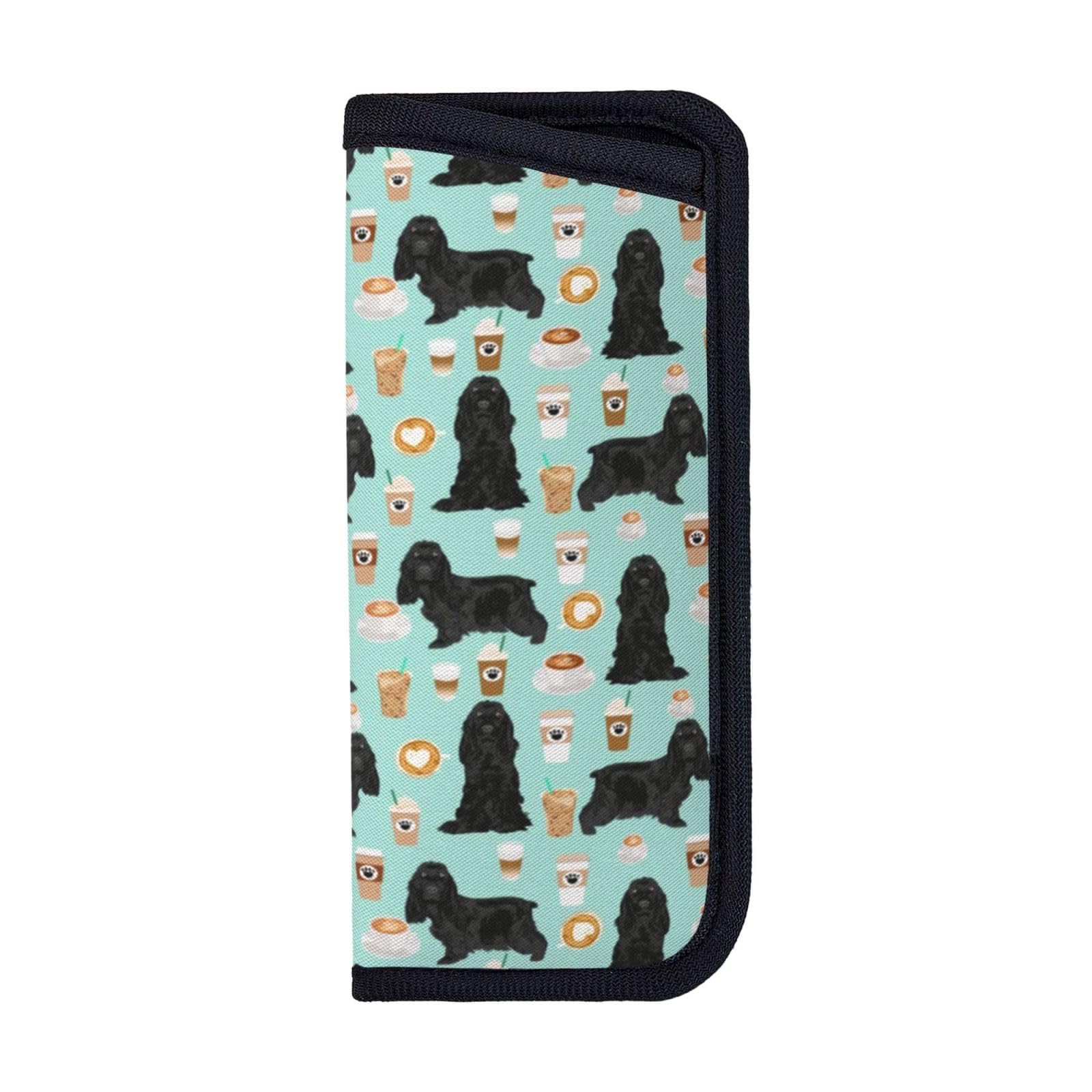 EgoMed Glasses Case,Anti-Scratch Spectacles Sleeve Portable Eyewear Case Sunglasses Case, Cocker Spaniel With Coffees Black Cocker Spaniel Dog