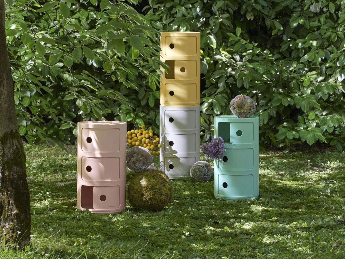 Kartell Componibili Bio 5970VE, Contenitore Verde Opaco, Ø 32 x H 58 cm. Altri Colori Disponibili