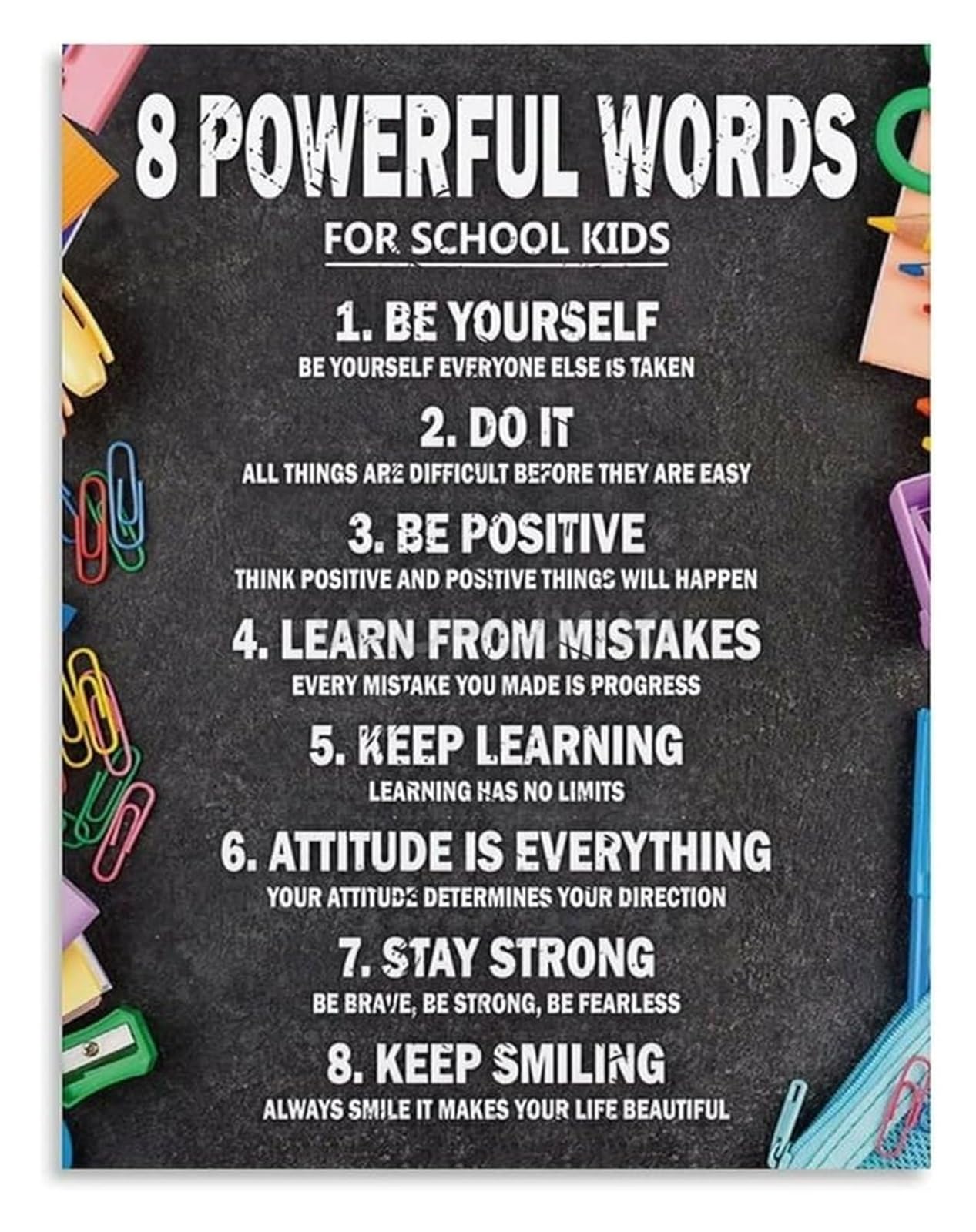 ZDVHOMCB Centering Quote 8 Powerful Words for Grounding Canvas Poster for Yoga Room or Reading Nook Unframed,12x18inch(30x45cm)