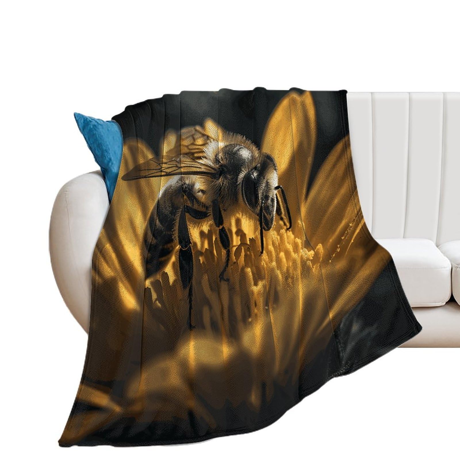 Serious Bee Throw Blanket for Couch Soft Cozy Flannel Bed Blanket Fuzzy Decorative Blanket Warm Lightweight Throw Blanket All-Season Home Decor Gift for Home Office Sofa 30"*40"（76 * 100cm）
