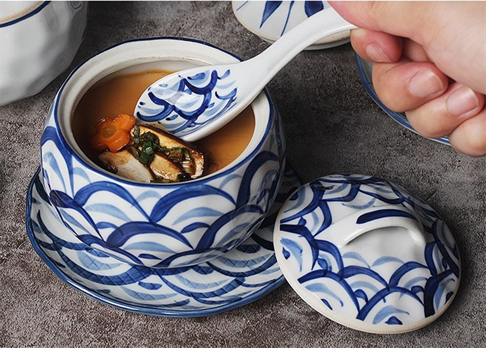 Amazon | Zxyler 有田焼 蓋付き蒸し碗 茶碗蒸し専用器 和風デザイン