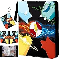 Vista 8 de Carpeta de tarjetas con 4 bolsillos con 50 fundas extraíbles, puede contener 400 tarjetas, libro deportivo con 3 anillos con cremallera es regalo