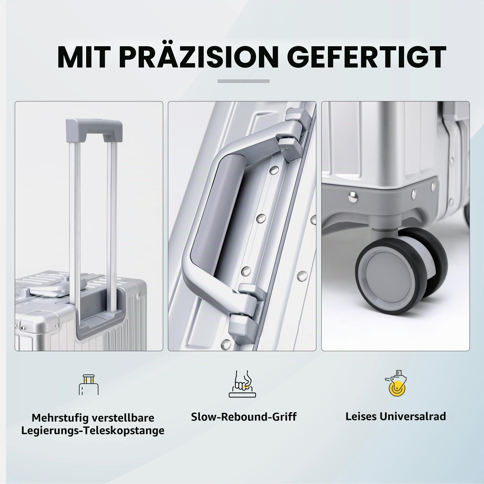 Simcat 100% Aluminium Koffer Handgepäck Mit TSA Schloss