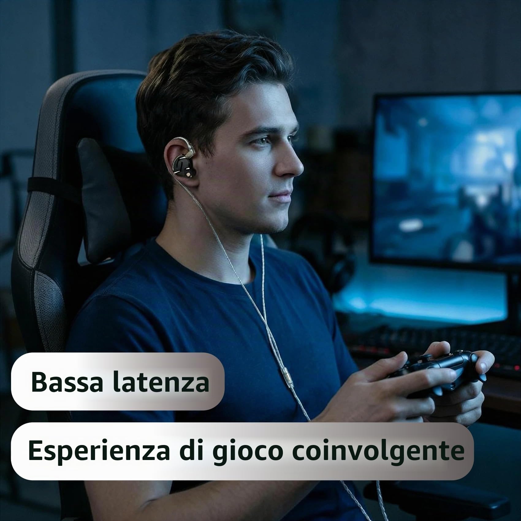 KZ ZS12 PRO 2 - Auricolari in-ear ZS12 PRO 2, 5BA+1DD 6 driver ibridi, auricolari da gaming con cavo, IEM HiFi con suono chiaro e bassi immersivi per gaming, musicisti, cantanti e audiofili (nero con