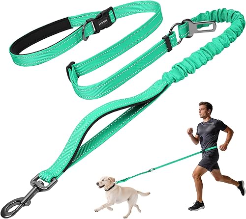 Miniatura 21 de Kazazoo Correa para perro manos libres con longitud ajustable de 6 a 9 pies, diseño elástico resistente sin tirones, seguridad reflectante para