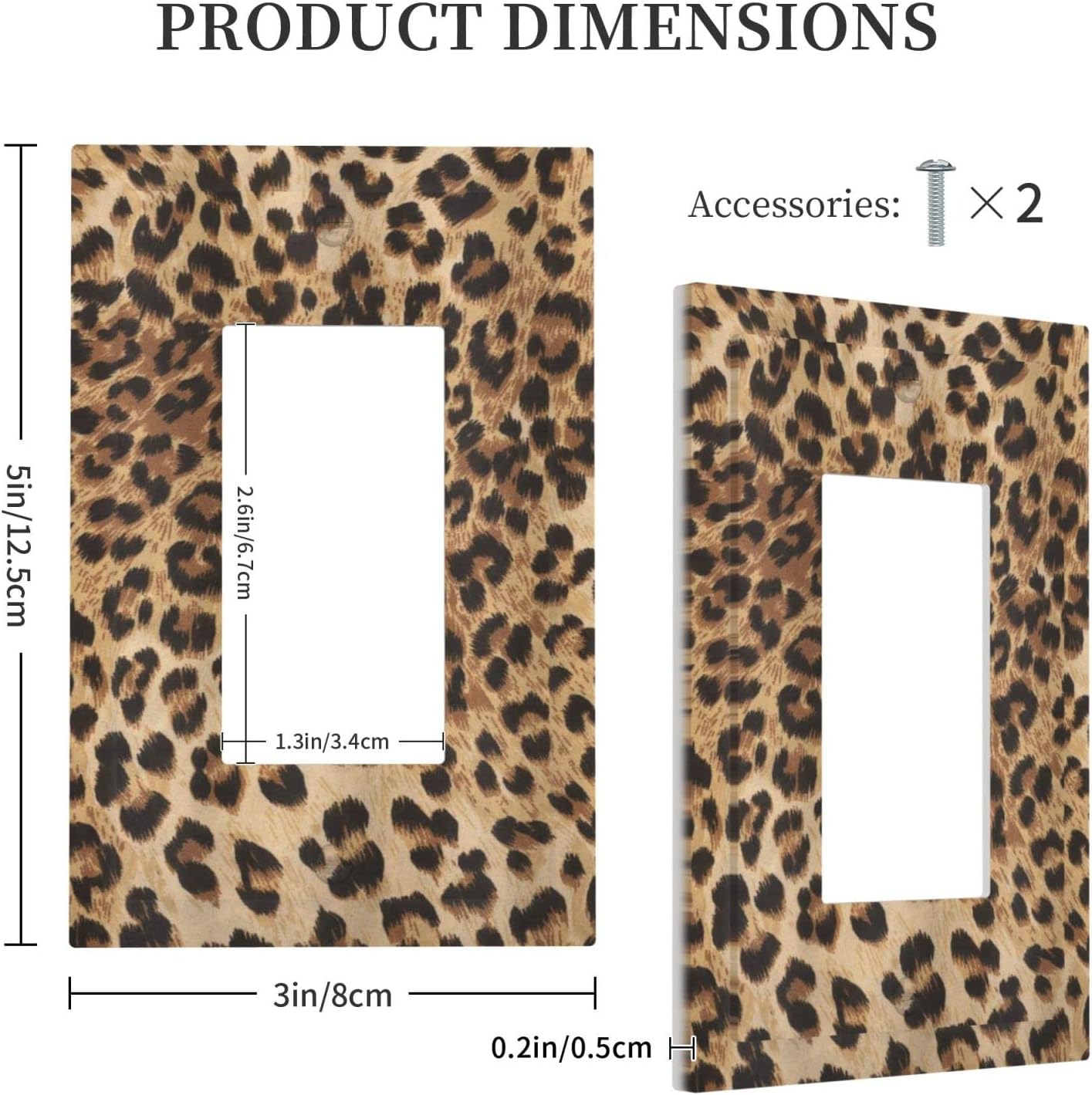 Leopard Wild Safari Skin Pattern Powerful Cheetah Cat Panthera Black Brown Fur Wildlife Single Rocker Light Switch Cover 1 Gang Decor Wall Plate Electrical Switchplate GFCI Outlet Faceplate Room Decor