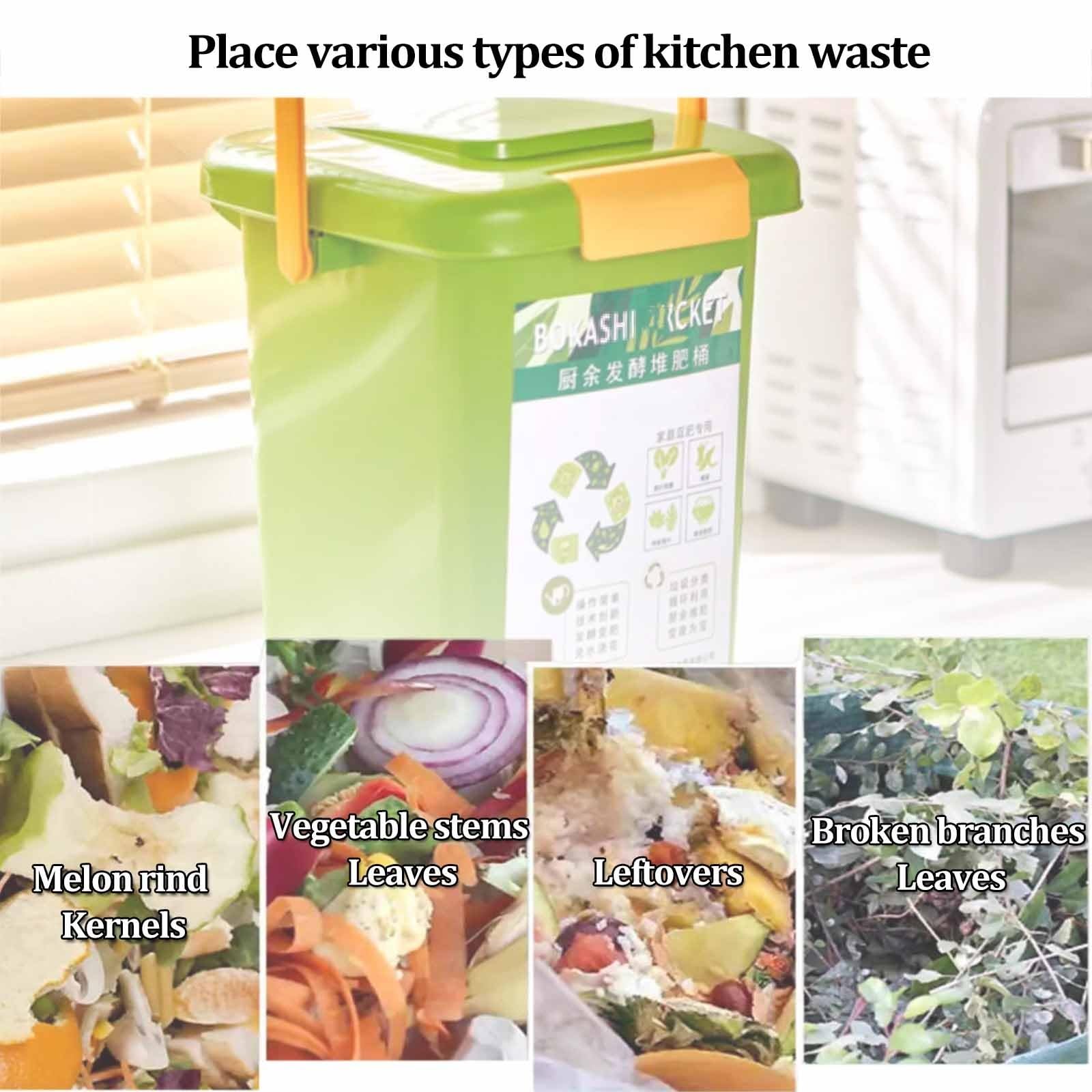 Secchio per compost alimentare, secchio per compost da banco con coperchio, composter da cucina per scarti alimentari, contenitore per compost per rifiuti alimentari (verde)(10L)