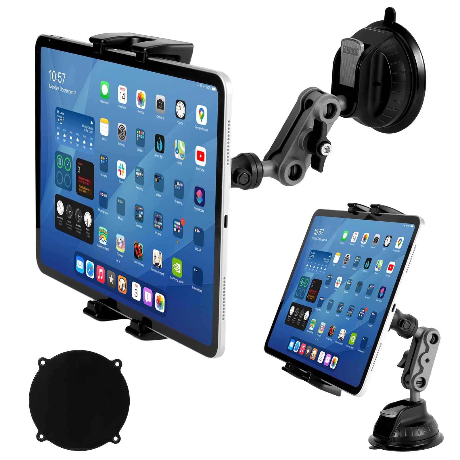 Supporto Tablet Auto Universale a Ventosa, Porta Tablet Regolabile 360° per Parabrezza, Compatibile iPad 10/11/Mini/Pro, Samsung Galaxy, 4,7-12,9 Pollici