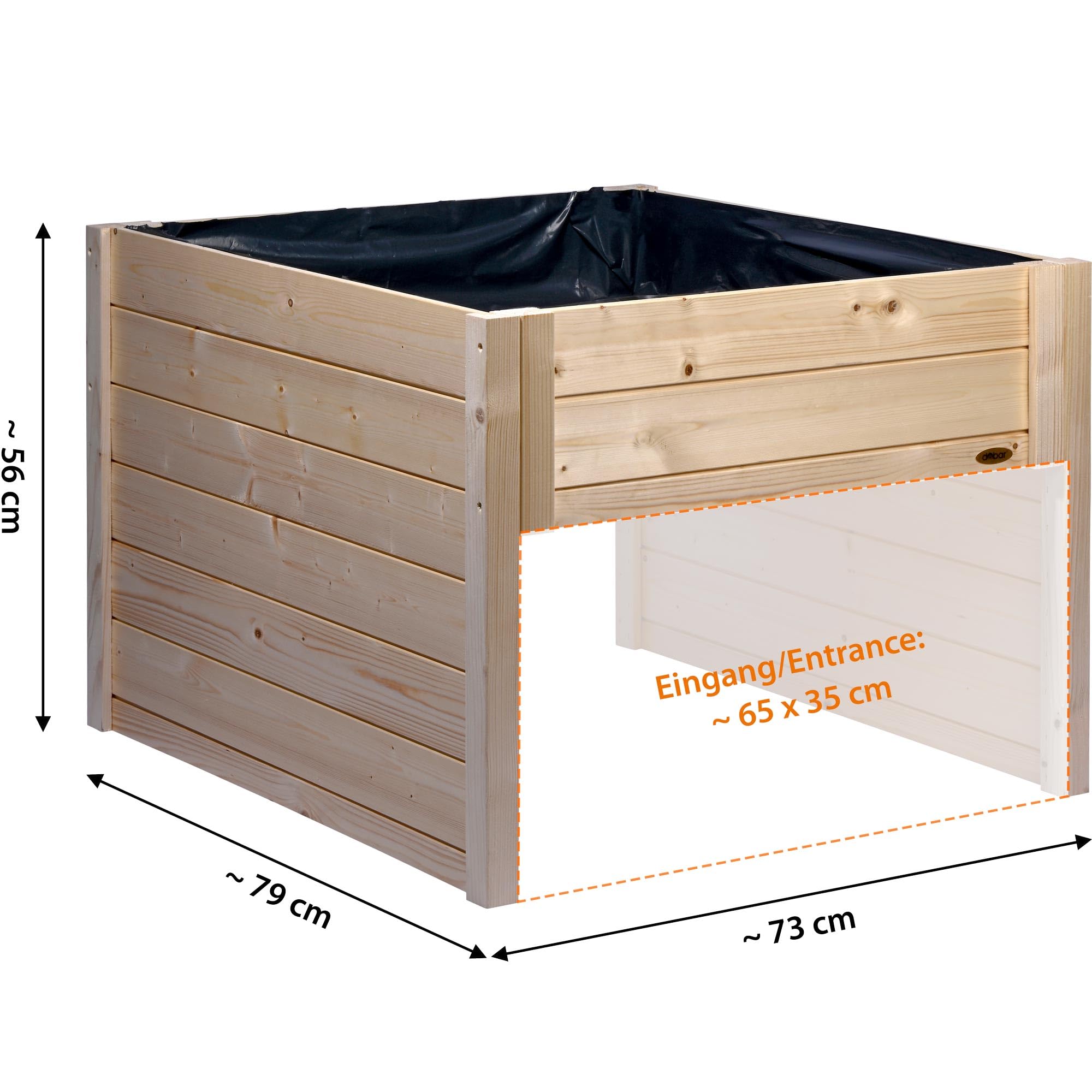 dobar® 56189e Garage per Robot Tosaerba con fioriera, tettuccio automobilistico, in Legno massello | Tosaerba Garage | Tosaerba robotizzato | 79 x 73 x 56 cm | Naturale