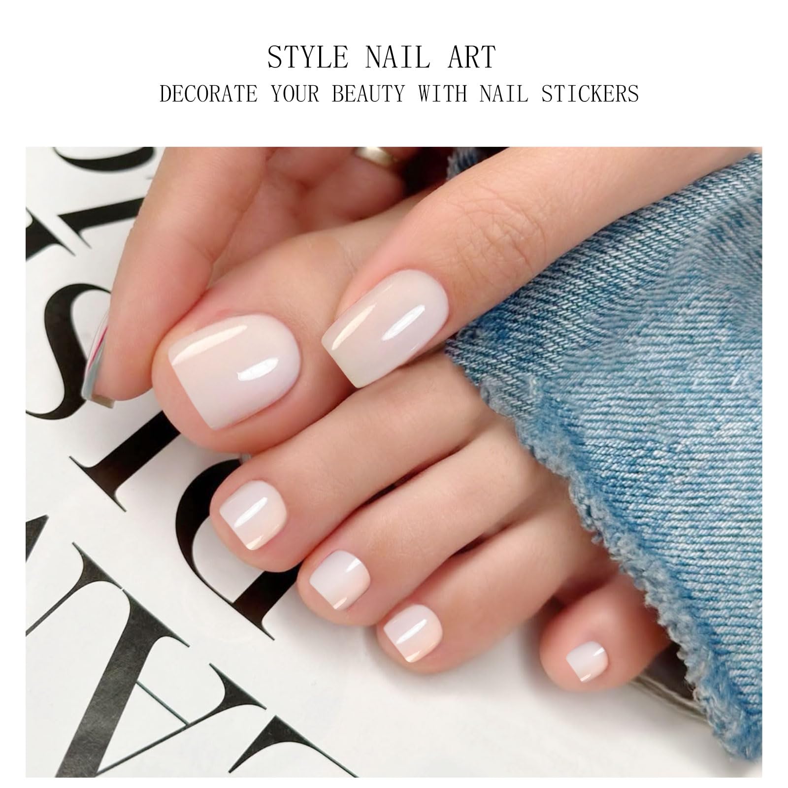JMEOWIO Gel Toenail Stickers Cream Pink Semi Cured Gel Toenail Strips Wraps UV/LED Toenail Supplies Toenail Art Design Decoration Accessories - Image 2