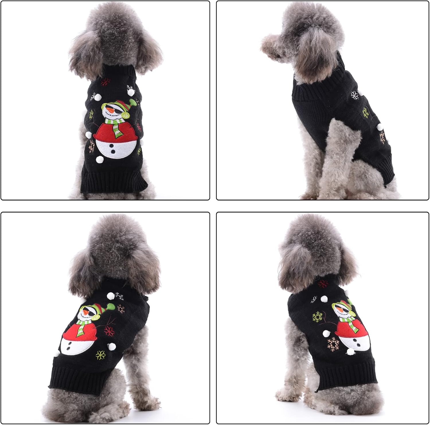 ABRRLO Dog Christmas Jumper Outfits Black Snowman Ugly Xmas Pet Sweater Puppy Cat Holiday Costume New Year Clothes Gift for Small Medium Large Dogs (Black Snowman,L) - Image 5