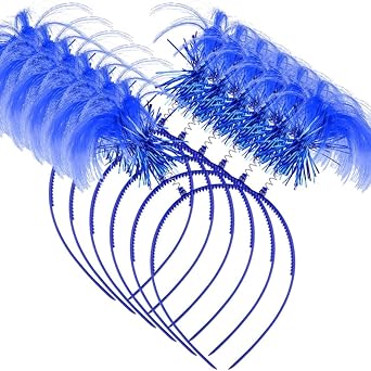 Domire 6 Pieces Tinsel Wrapped Ponytails Headbands Costume Party Headwear Accessory Halloween Head Bopper Halloween Costume Headwear Accessory Blue, Halloween Decoration, Halloween Costumes