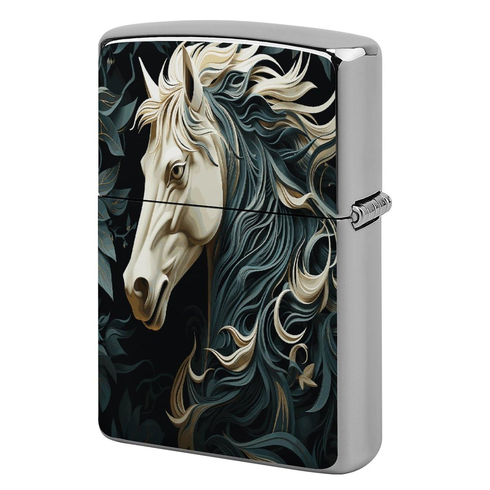 Btcowzrv Style Horse Pattern Metal Lighter Case Sleeve Cover Holder