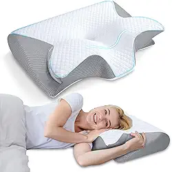 Travesseiro Cervical Ortopédico de Espuma de Memória – Ergonômico para Alívio da Dor no Pescoço e Costas – Suporte para Dormir de Lado, Costas e Estômago