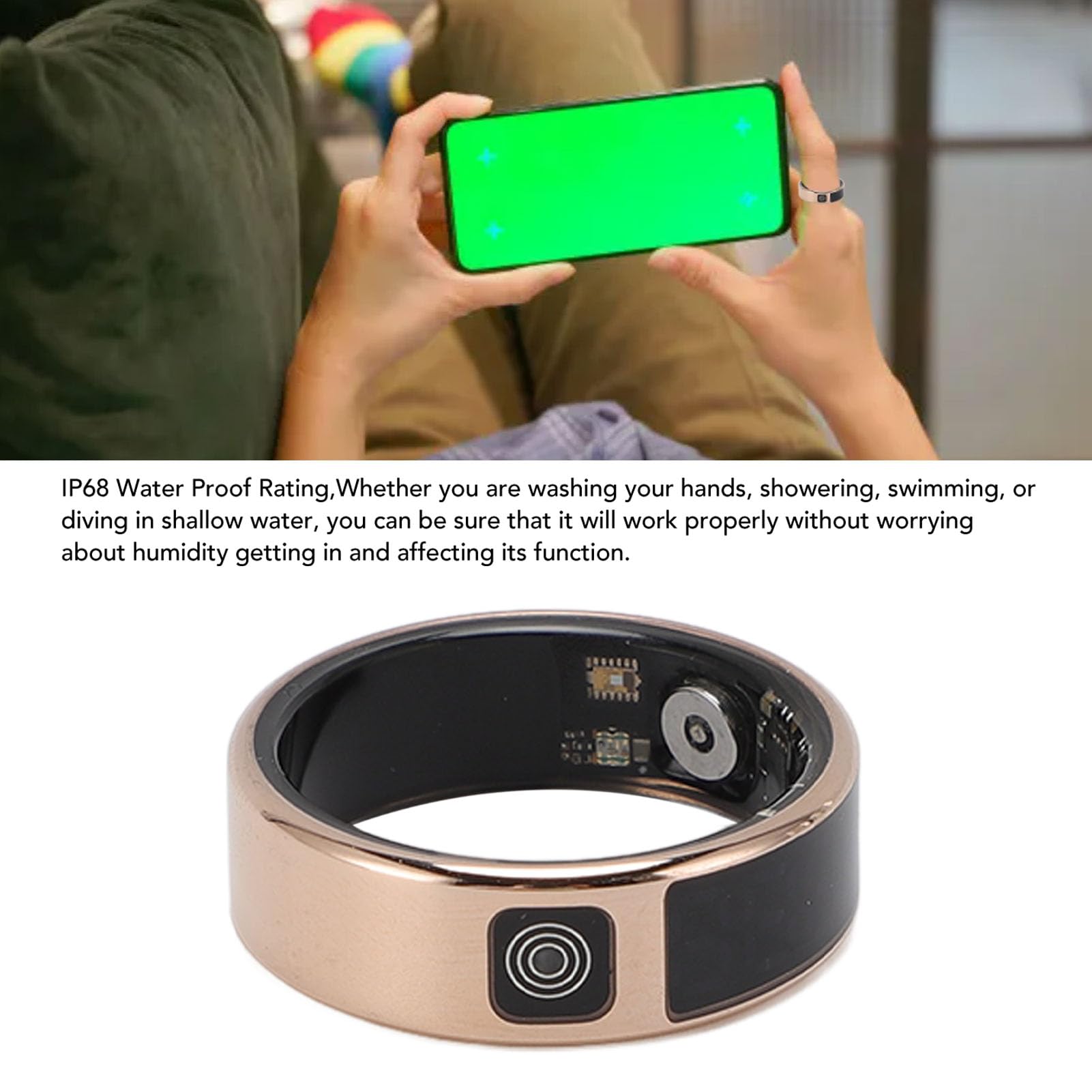 Bague Intelligente avec Affichage, Anneaux de santé pour Femmes et Hommes, Anneau Portable avec étui de Chargement, écran D'affichage, Application IP68, Compteur de Pas, (#10)