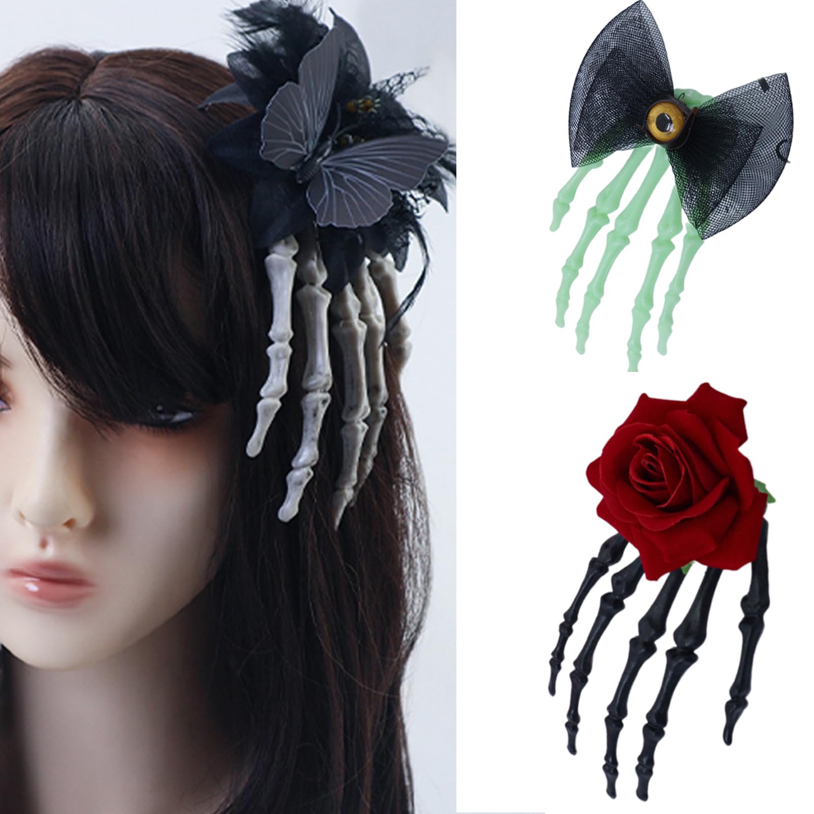 Amazon.co.jp: LXJLXD ハロウィン スケルトン ハンド ヘアクリップ