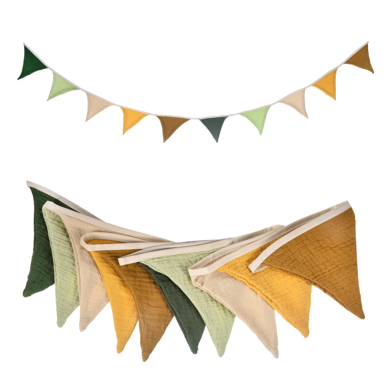 sourcing map Pennant Banner Flags, 236cm x 12cm Cotton Fabric Triangle Flags Wall Decor for Picnic Wedding Christmas Outdoor Birthday Party BBQ Decorations, Dark Green